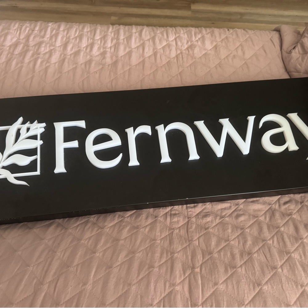 Black and White Fernway brand sign